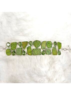 Green Titanium Drusy 925 Gemstone Large Bracelet ONLY